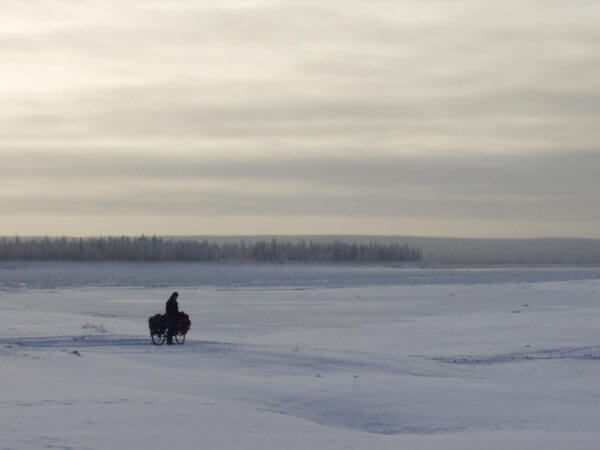 Cycling across a Siberian river